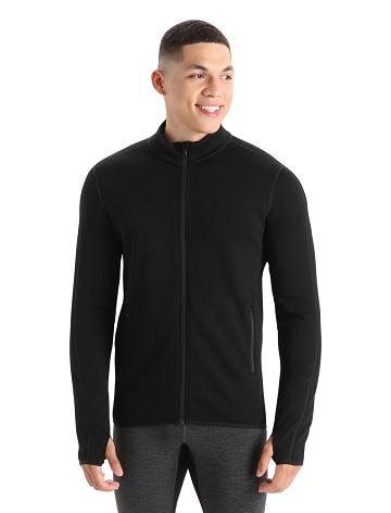 Pánské Mikiny S Kapucí Icebreaker RealFleece™ Merino Elemental Long Sleeve Zip Jacket Černé | CZ 1696PJJQ